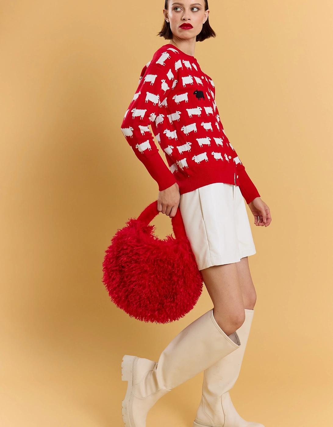 Red Bamboo Eco Faux Fur Bag, 4 of 3