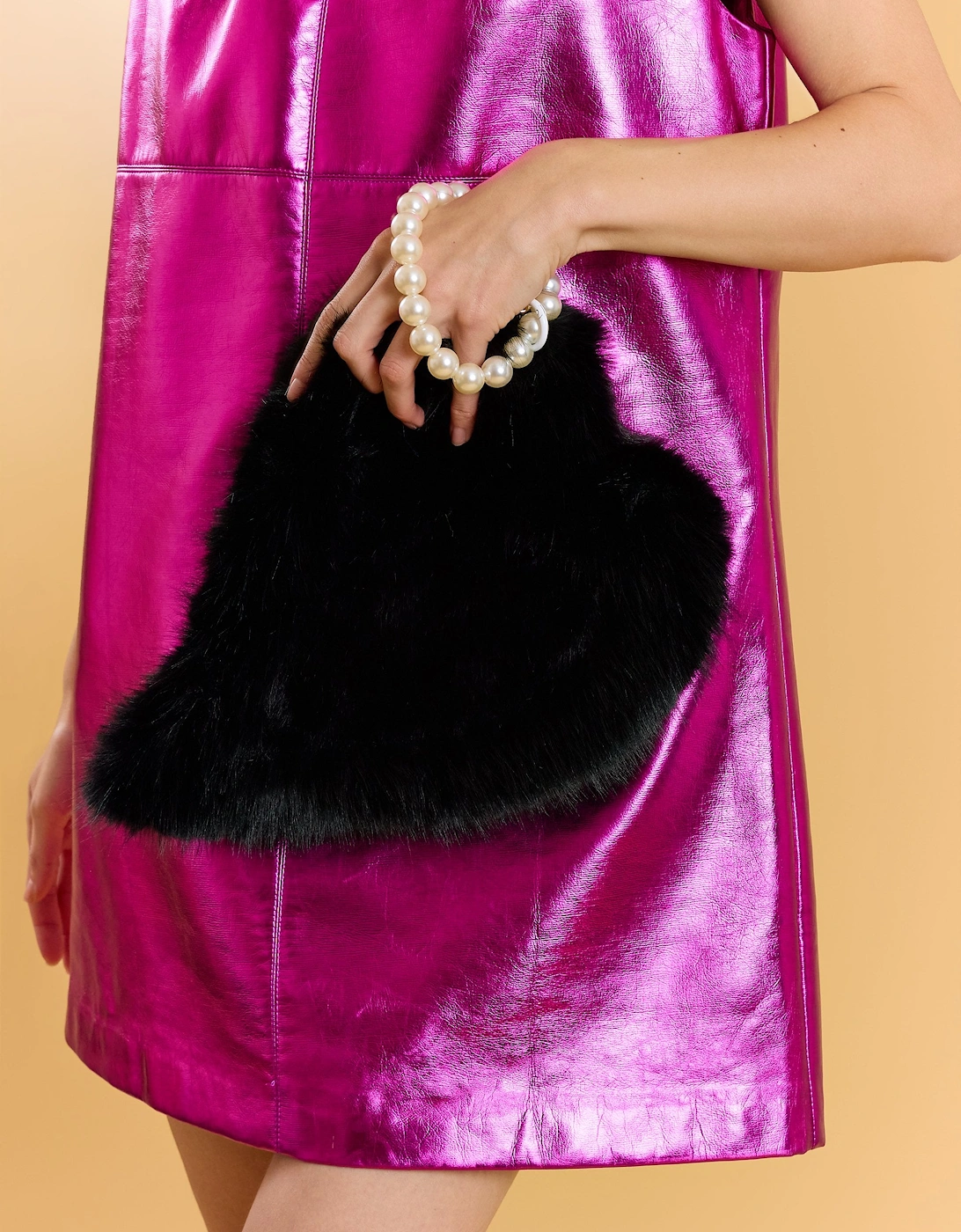 Black Faux Fur Love Heart Bag, 3 of 2