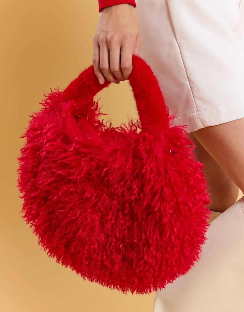 Red Bamboo Eco Faux Fur Bag