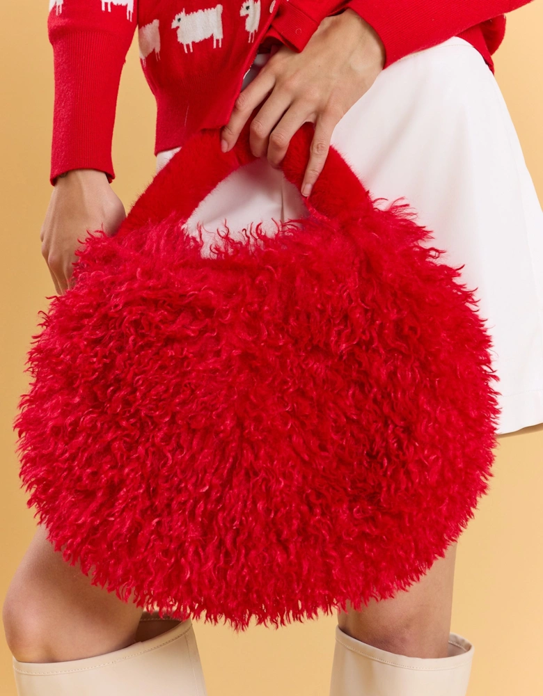 Red Bamboo Eco Faux Fur Bag