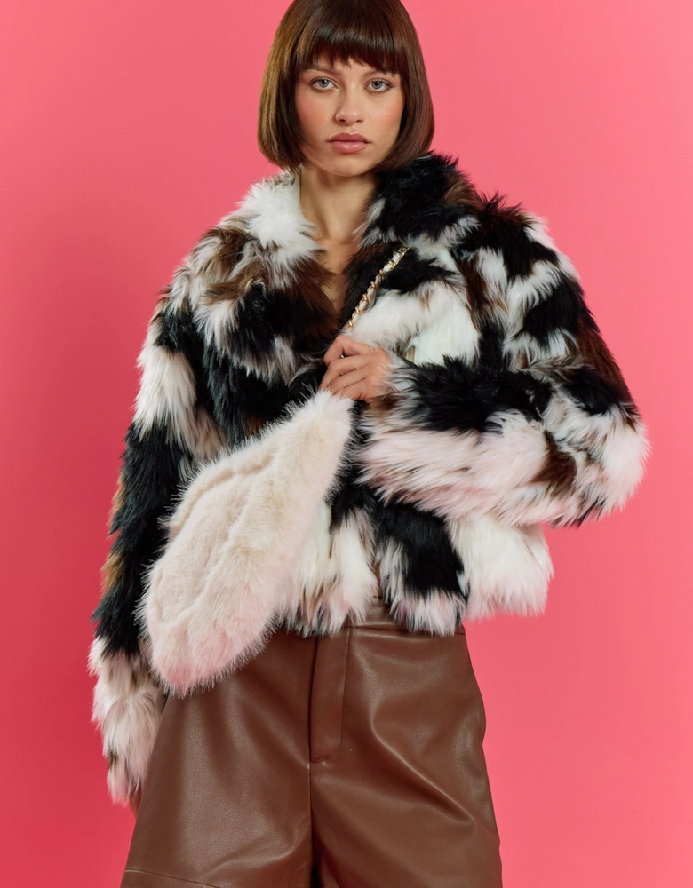 Cream Faux Fur Love Heart Bag
