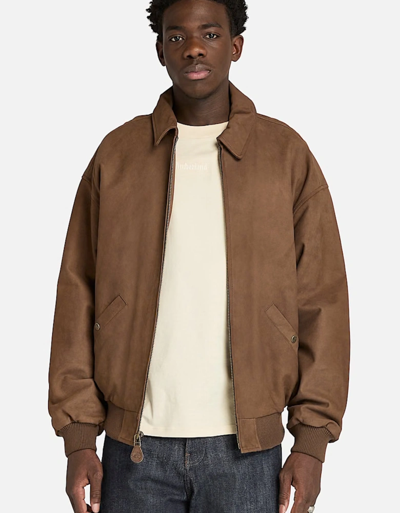 Leather Bomber Jacket Brown