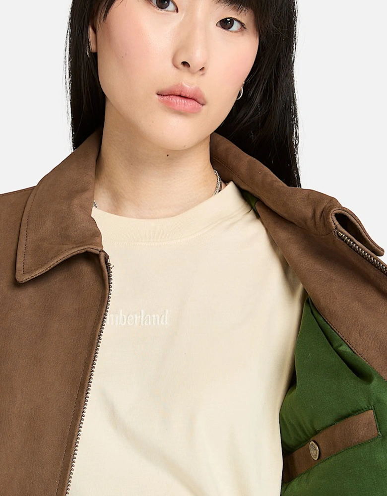 Leather Bomber Jacket Brown
