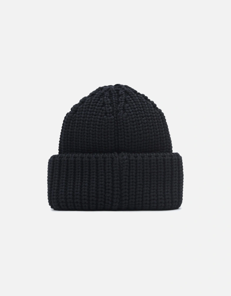 Knitted Fold Beanie Hat Black
