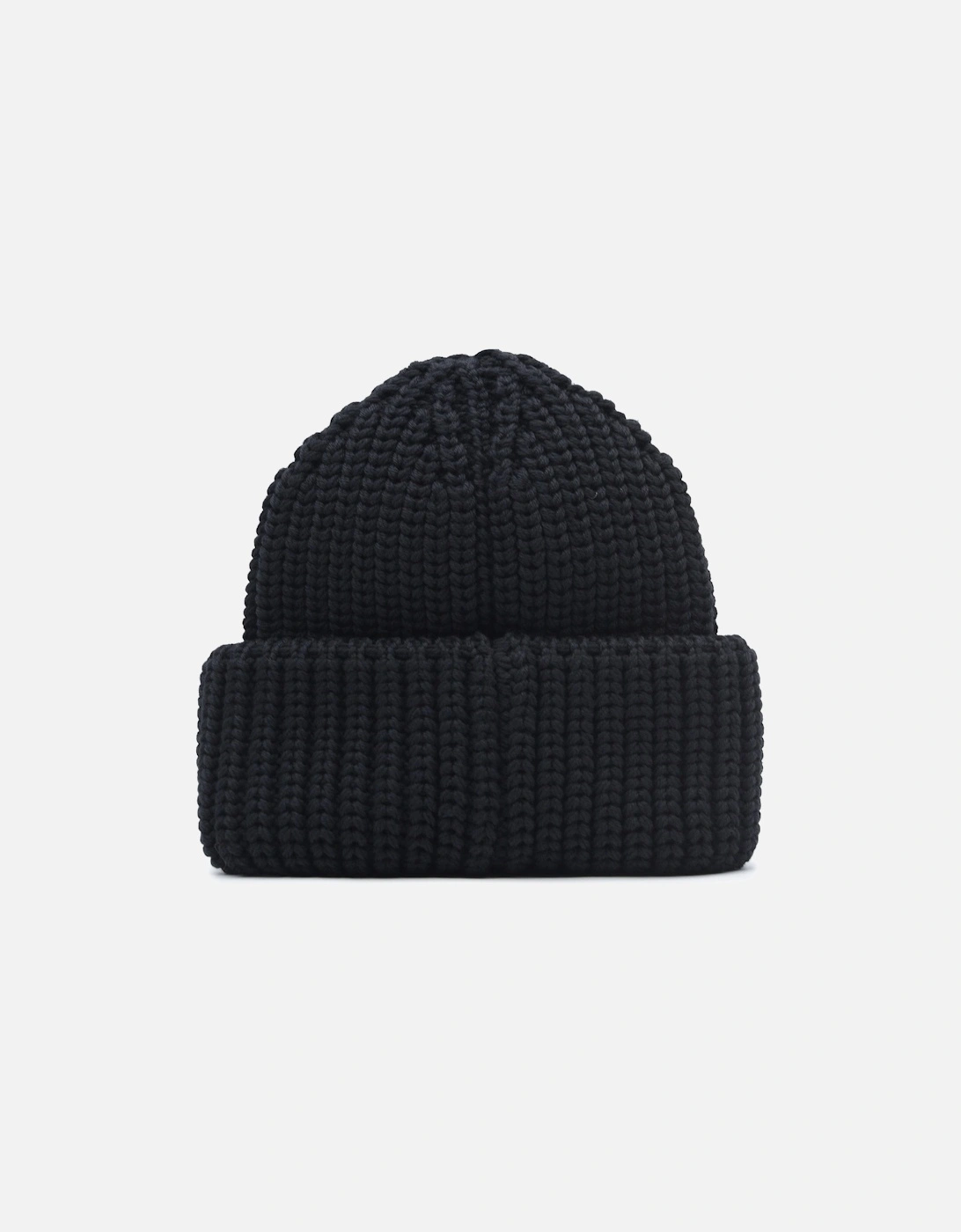 Knitted Fold Beanie Hat Black