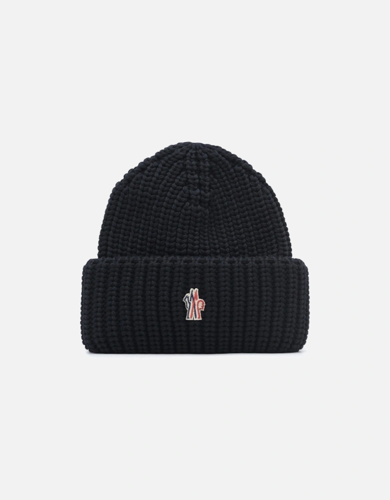 Knitted Fold Beanie Hat Black