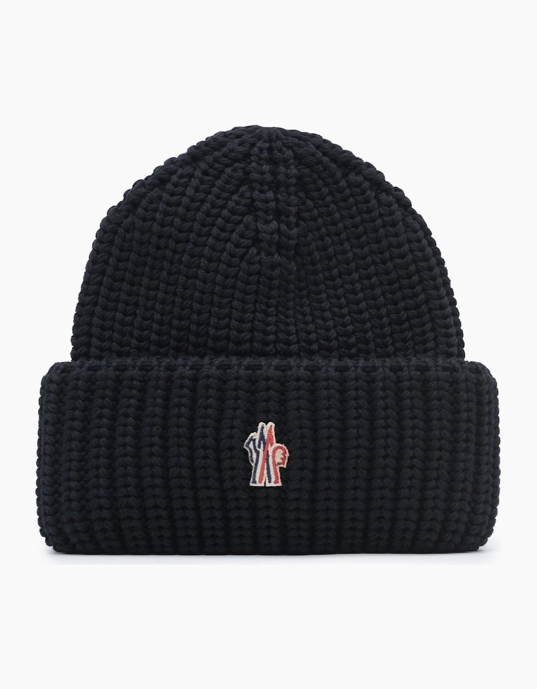 Moncler Knitted Fold Beanie Hat Black - Size: OS