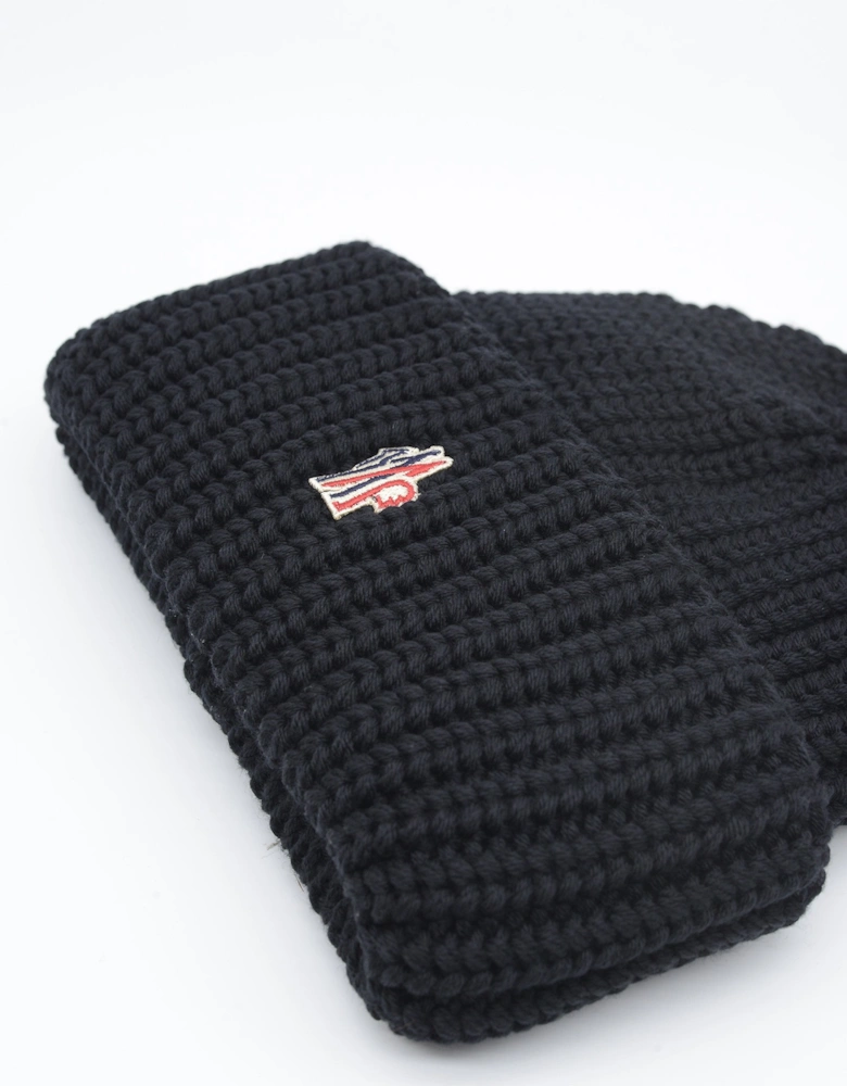 Knitted Fold Beanie Hat Black