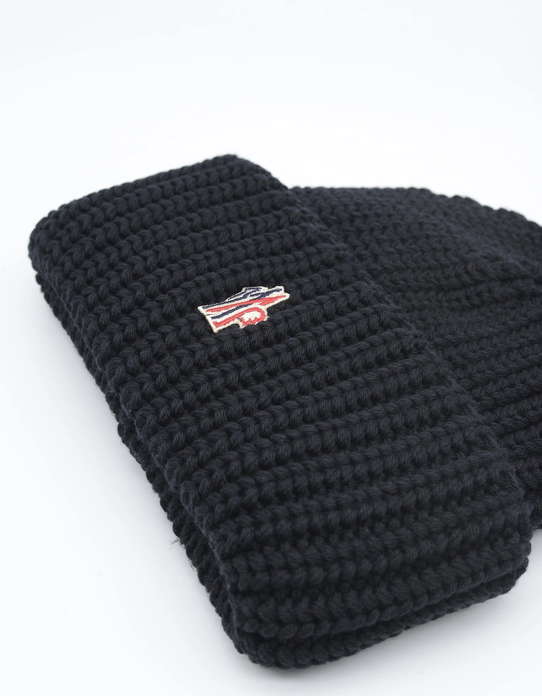 Knitted Fold Beanie Hat Black