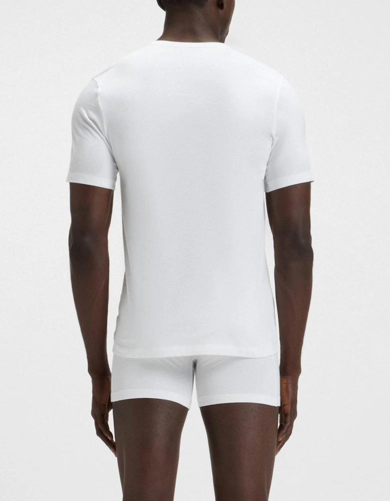 BOSS Orange Mens Three-Pack of Cotton Underwear T-Shirts with Logo Embroidery - White/Green 972