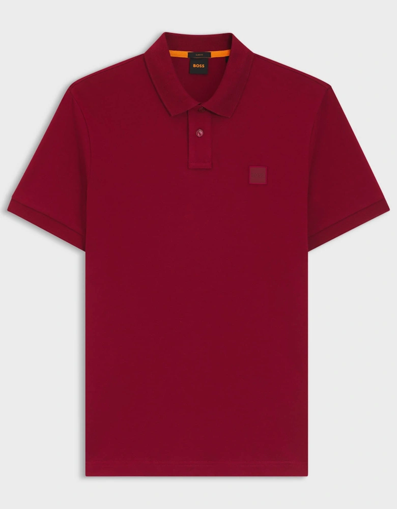 BOSS Orange Passenger Mens Stretch-Cotton Slim-Fit Polo Shirt with Logo Patch - Medium Red 614