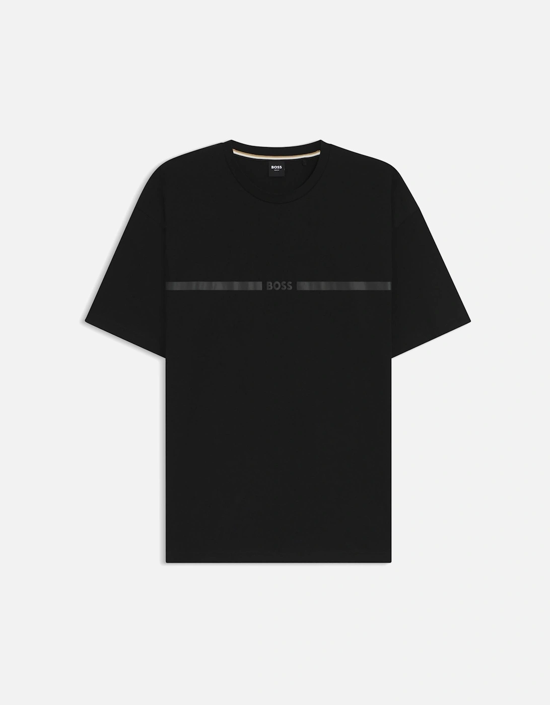 BOSS Orange Mens Metallic Stripe Logo T-Shirt - Black 005