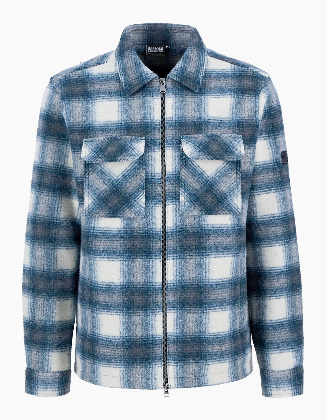 Men's Barbour International Clayton Fleece Check Overshirt - Blue - Size: 38/Regular