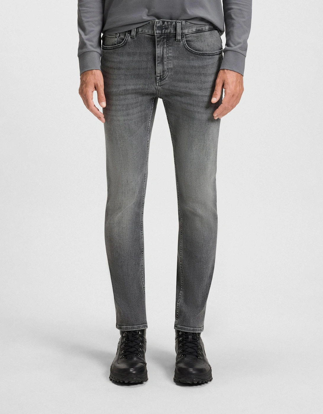 BOSS Orange Delaware Delaware Mens Slim-Fit Jeans in Grey Soft-Motion Denim - Medium Grey 038, 5 of 4