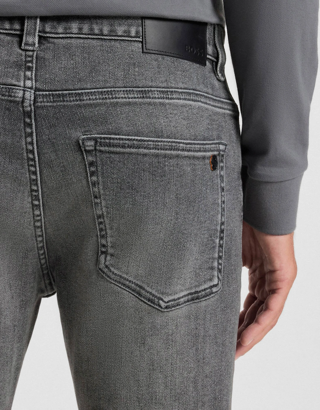 BOSS Orange Delaware Delaware Mens Slim-Fit Jeans in Grey Soft-Motion Denim - Medium Grey 038