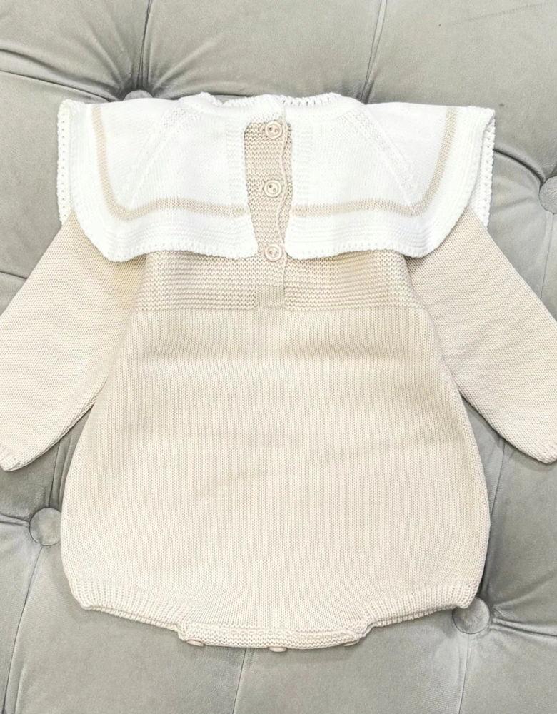 Boys Sand Knit Collared Romper