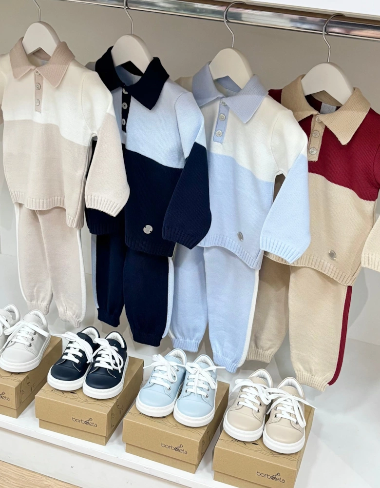 Boys Sand Knit Polo Tracksuit