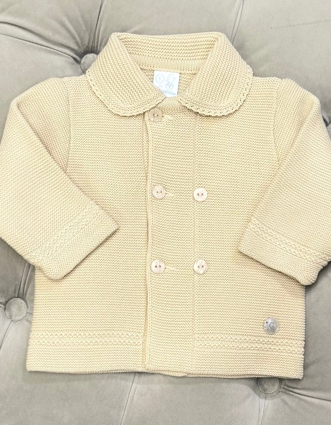 Boys Camel Knit Cardigan, 5 of 4
