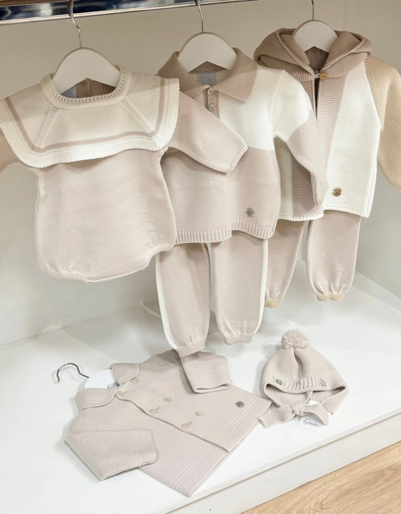 Boys Sand Knit Polo Tracksuit
