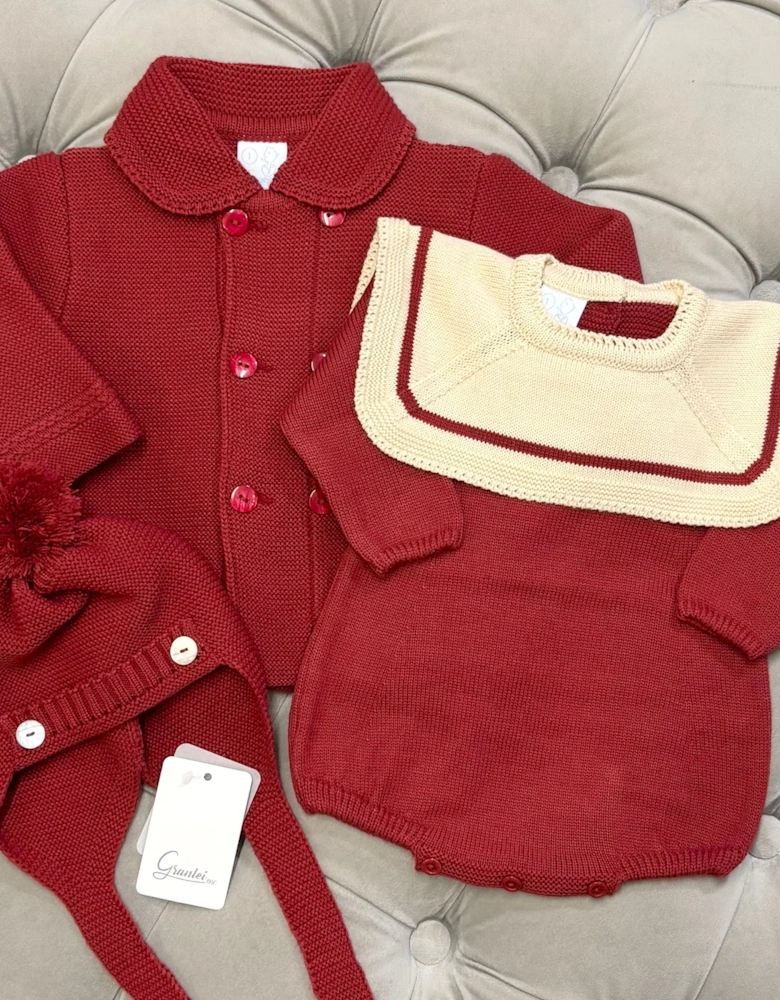 Boys Red Knit Cardigan