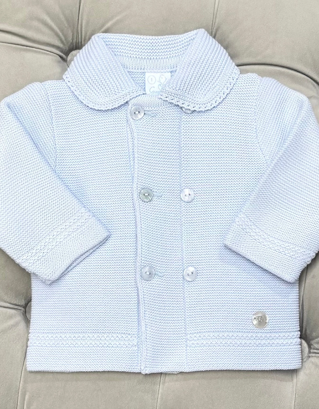 Boys Pale Blue Knit Cardigan, 6 of 5