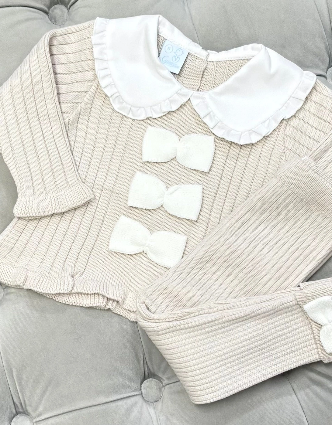 Girls Sand Knit Ribbed Legging Set, 3 of 2