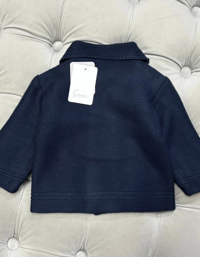 Boys Navy Knit Cardigan