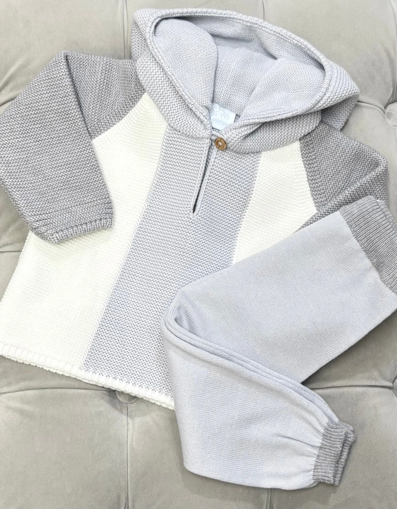 Boys Grey Knit Hooded Tracksuit