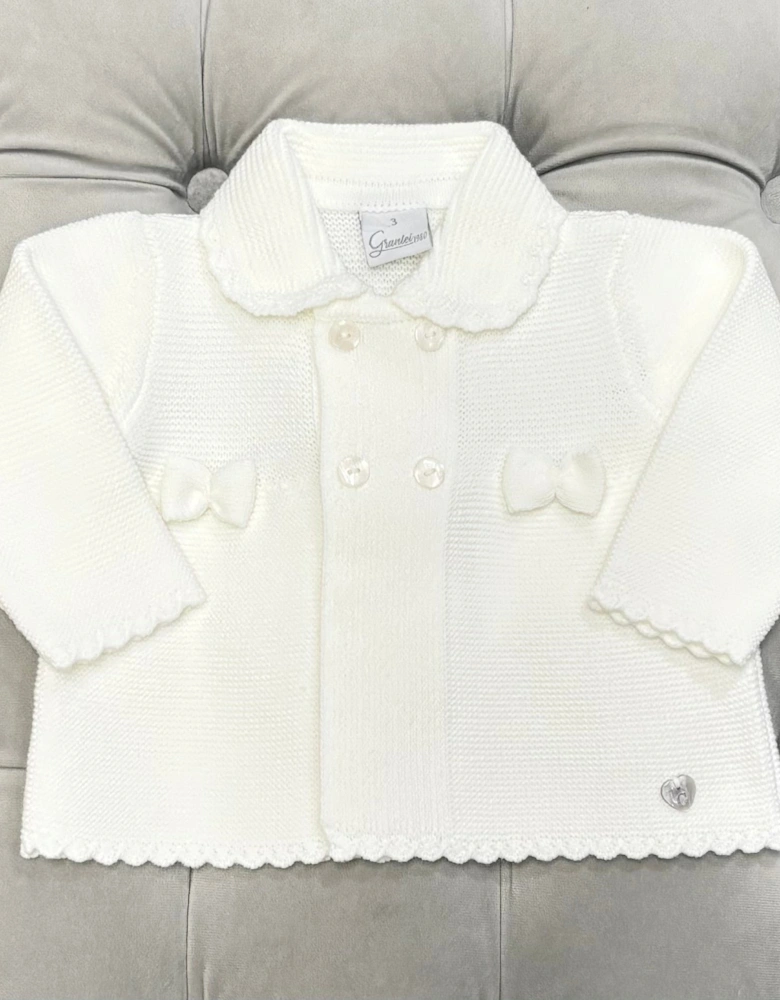Girls Cream Knit Cardigan