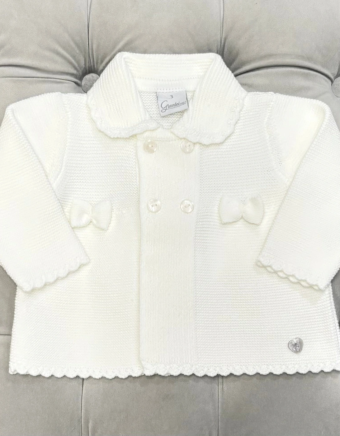 Girls Cream Knit Cardigan, 5 of 4