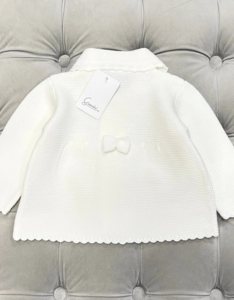Girls Cream Knit Cardigan