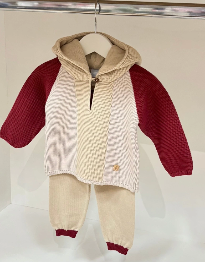 Boys Red Knit Hooded Tracksuit