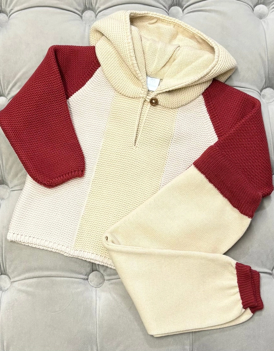 Boys Red Knit Hooded Tracksuit, 4 of 3