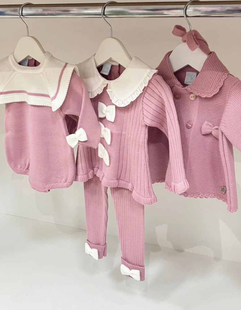 Girls Dusty Pink Knit Cardigan