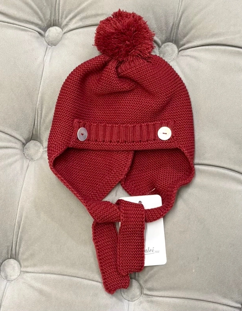 Boys Red Knit Tie Hat