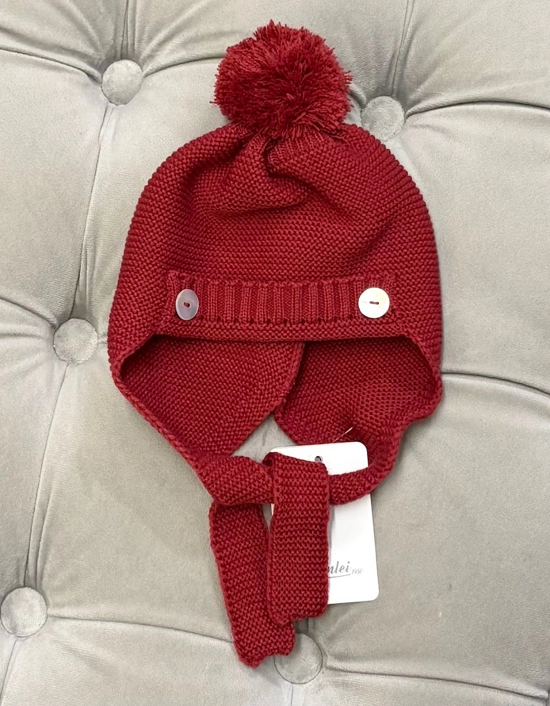 Boys Red Knit Tie Hat, 4 of 3