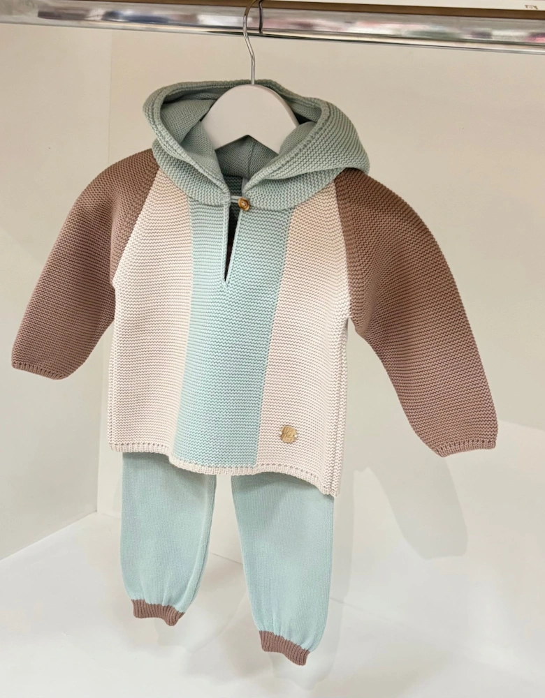 Boys Green Knit Hooded Tracksuit