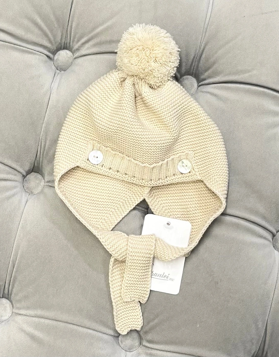 Granlei Boys Camel Knit Tie Hat - Size: 2 years