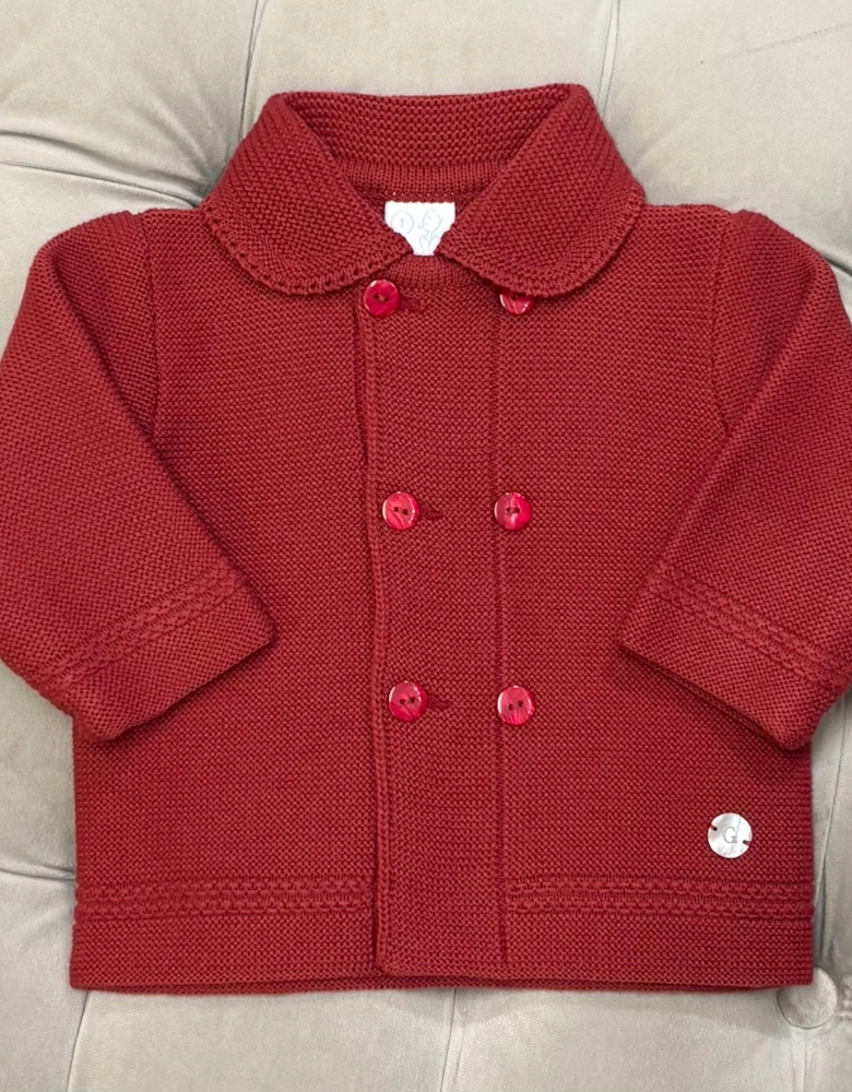 Boys Red Knit Cardigan