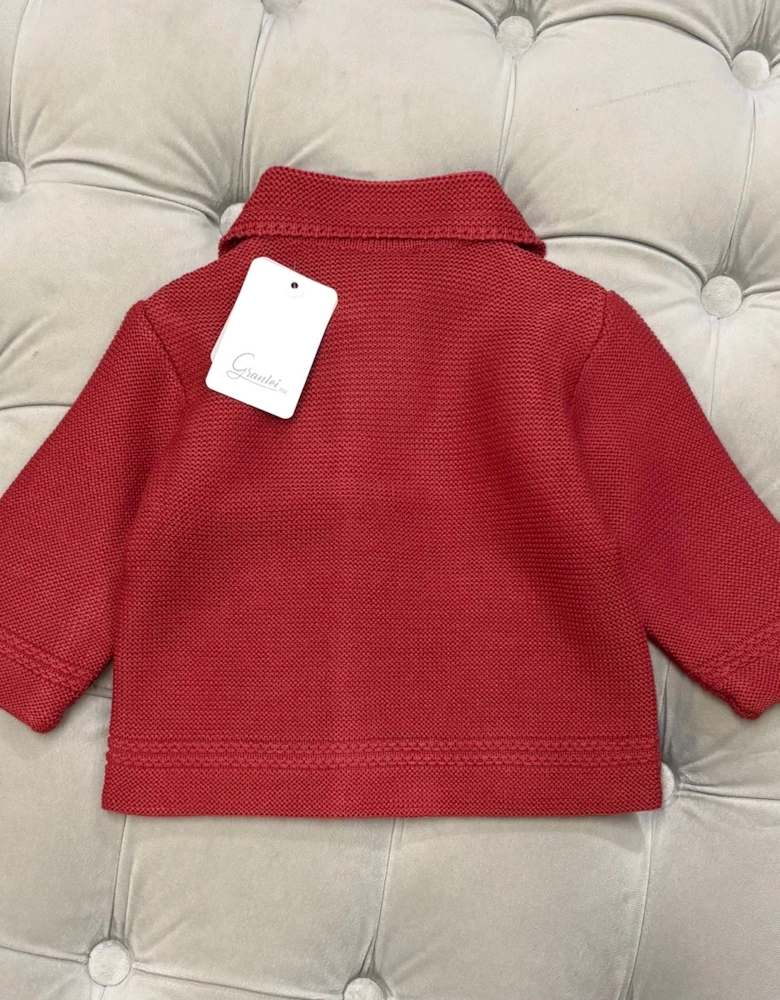 Boys Red Knit Cardigan