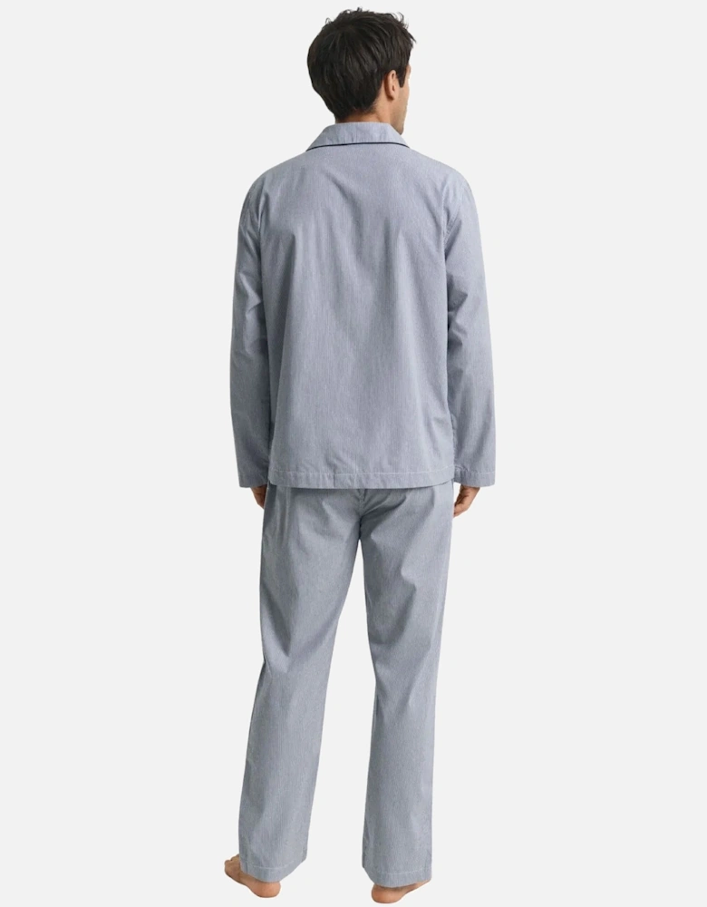 Striped Cotton Poplin Pyjamas Gift Set, Persian Blue