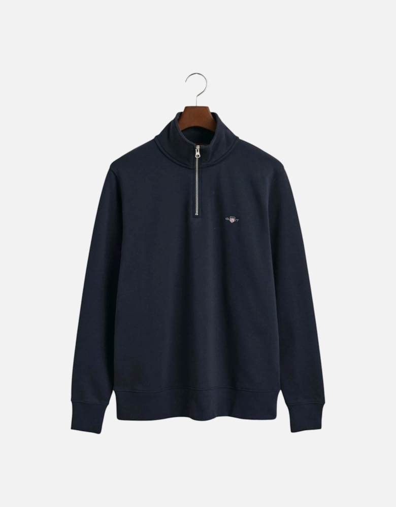 Mens Sweatshirt Embroidered Shield Half Zip