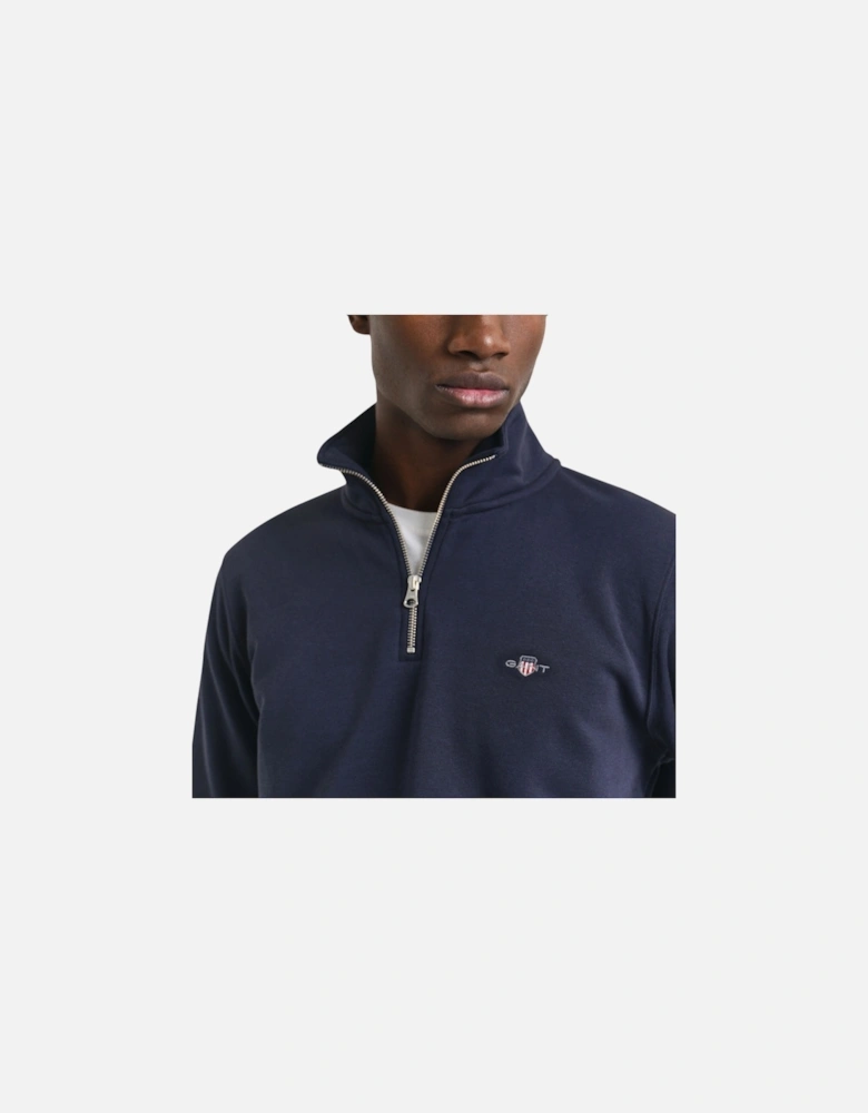 Mens Sweatshirt Embroidered Shield Half Zip