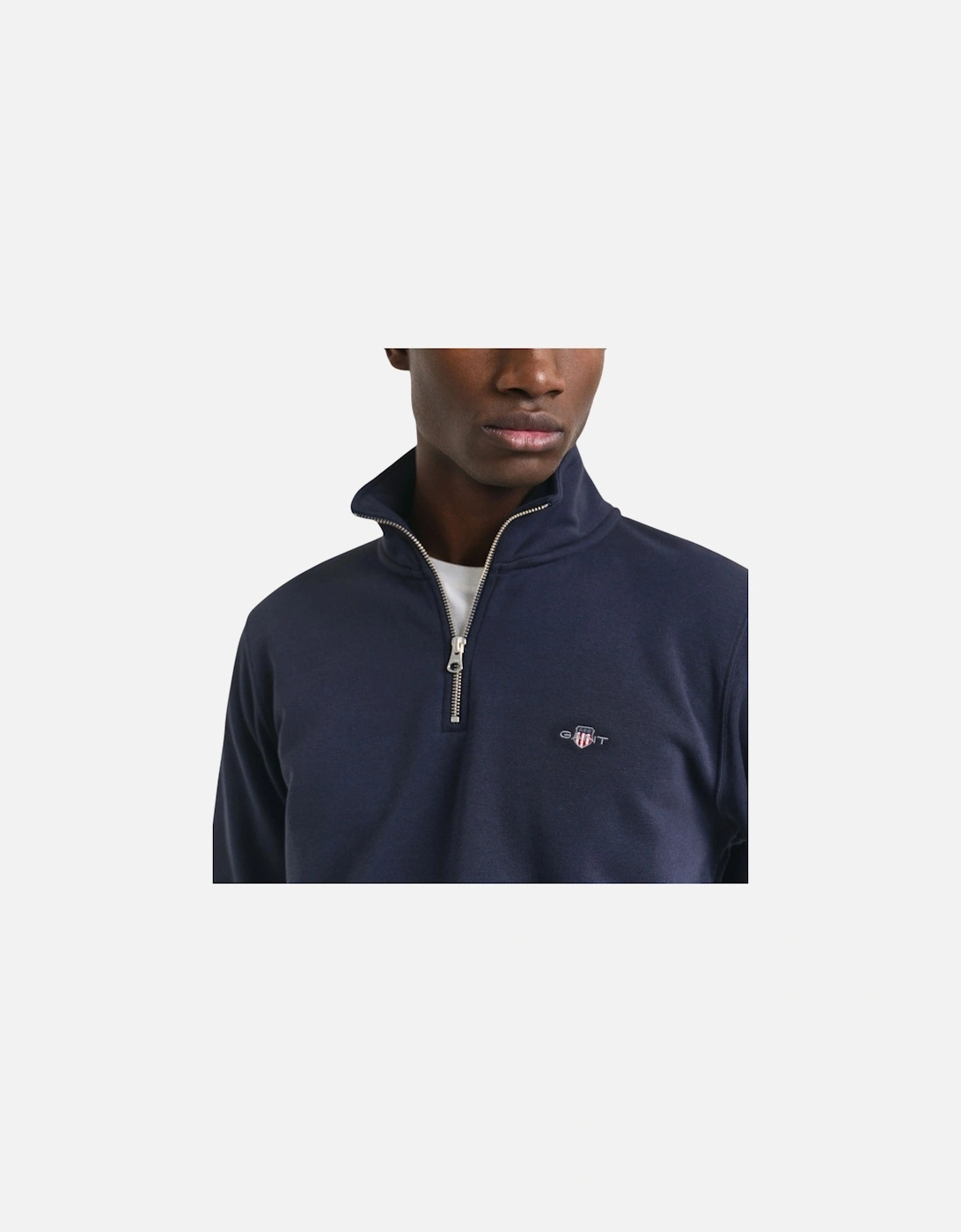 Mens Sweatshirt Embroidered Shield Half Zip