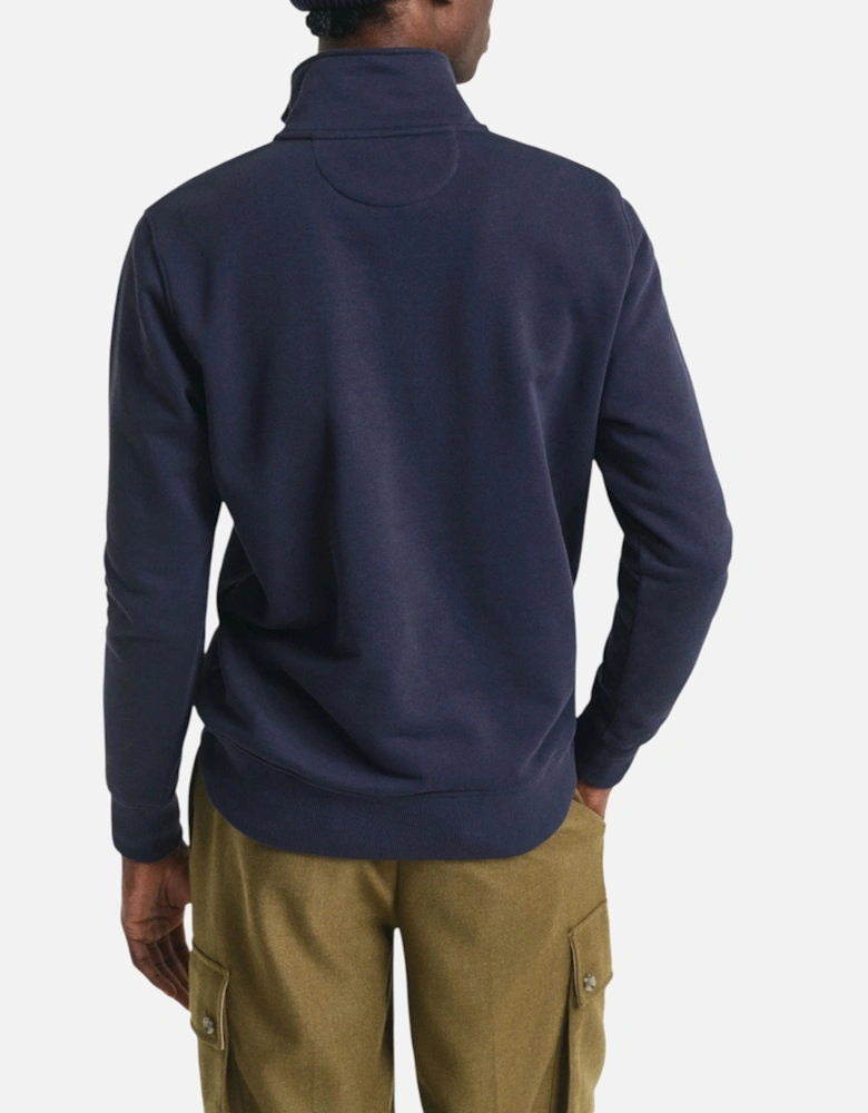 Mens Sweatshirt Embroidered Shield Half Zip