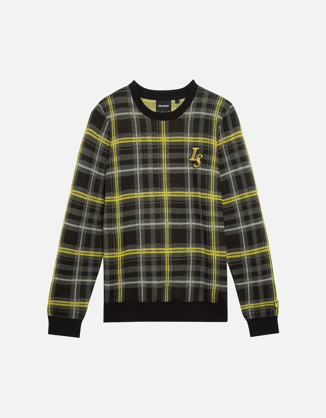 Lyle & Scott Ribbed Jacquard Tartan Crew Neck - Z865 Jet Black