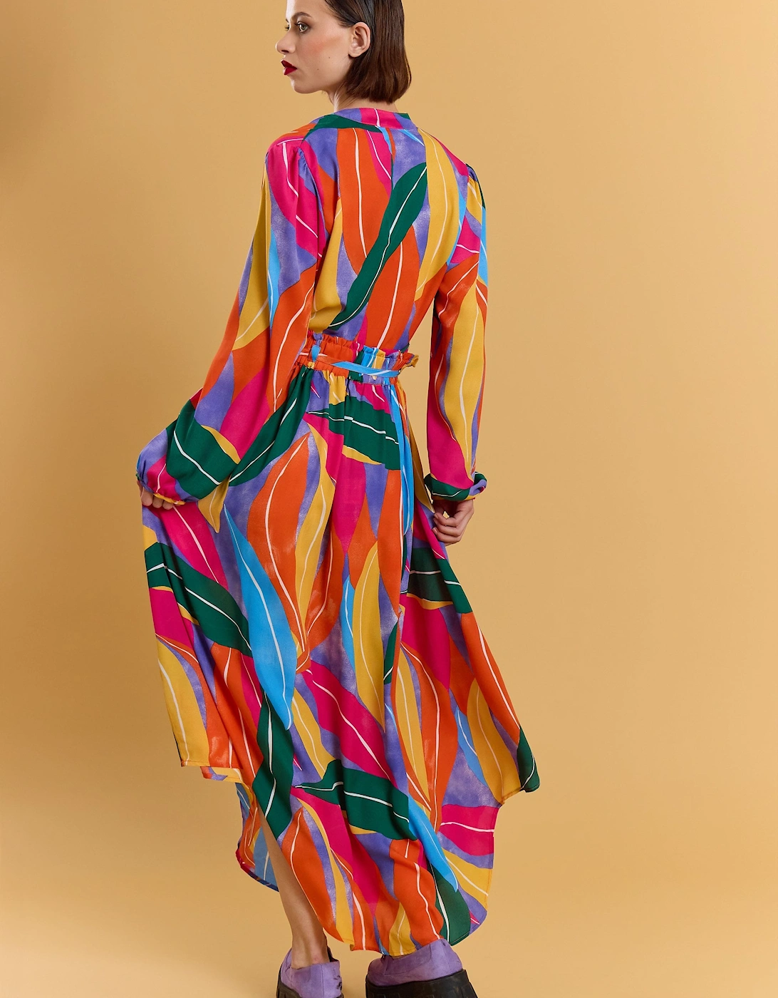 Tencel Blend Multi Print Maxi Skirt