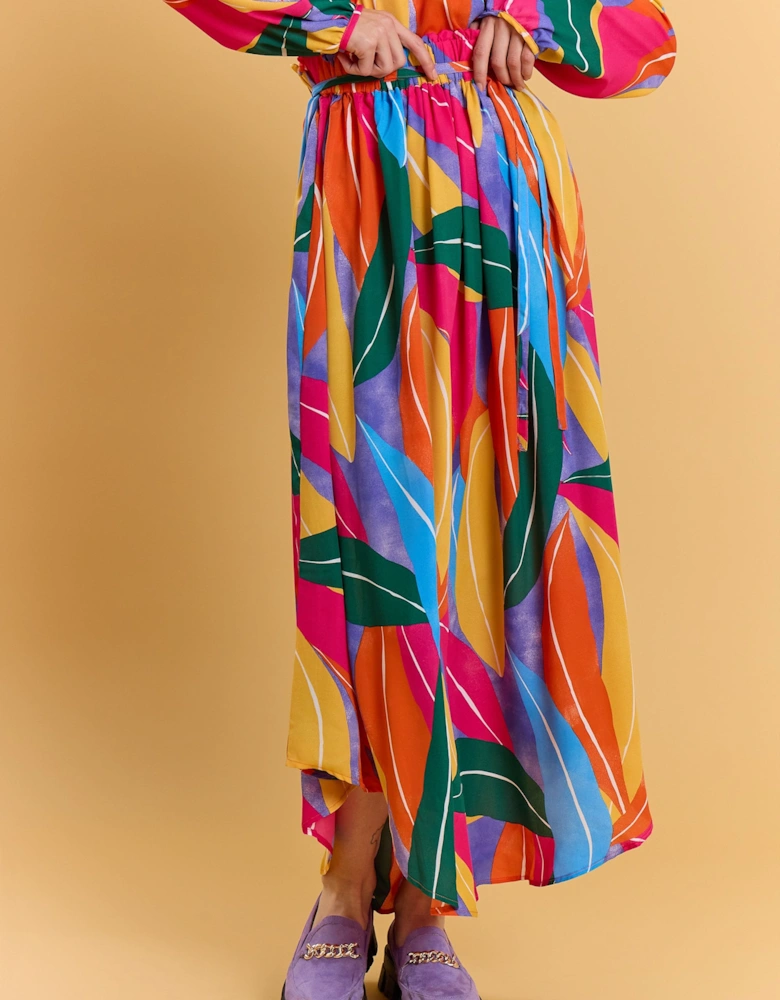 Tencel Blend Multi Print Maxi Skirt