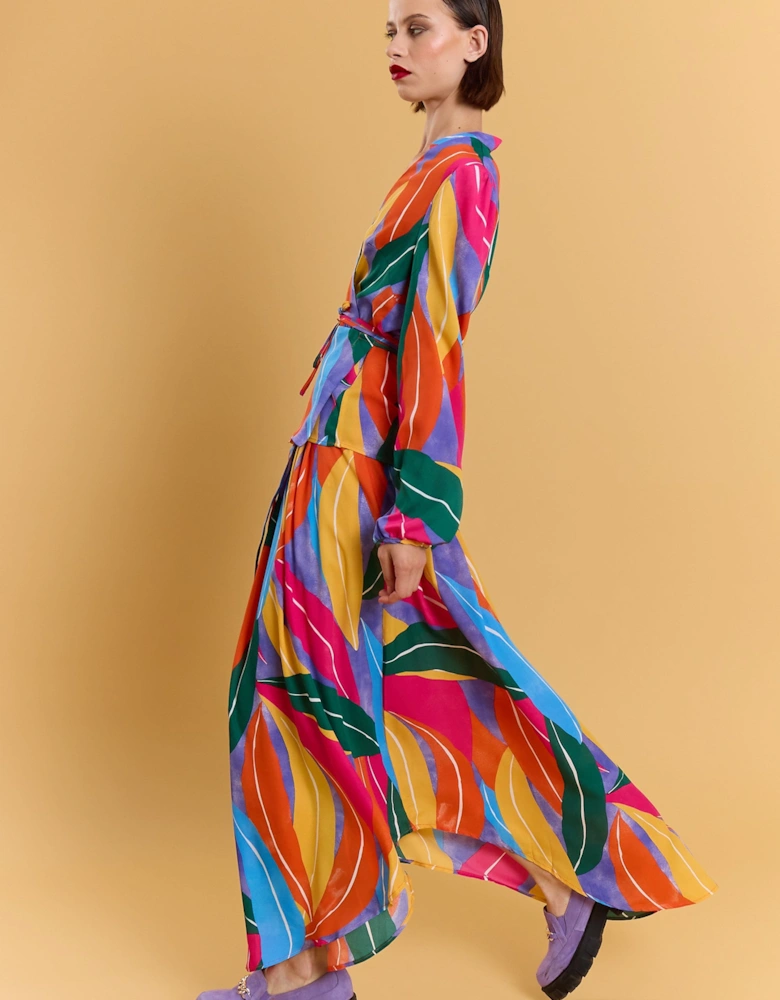 Tencel Blend Multi Print Maxi Skirt