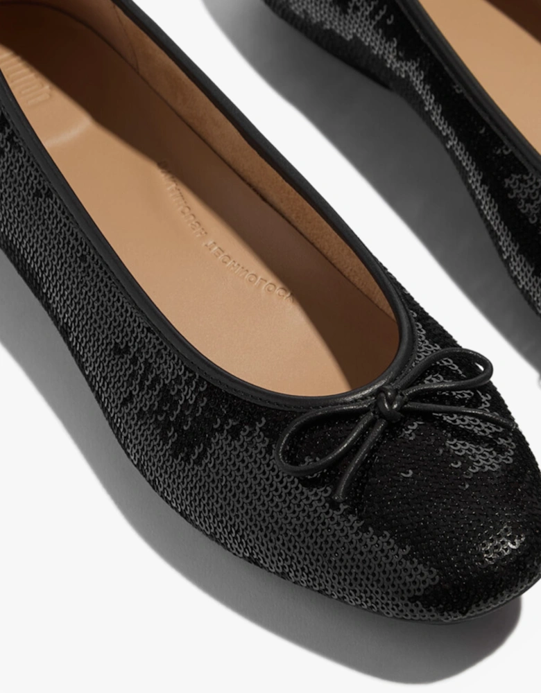 DELICATO BOW SEQUIN BALLET Womens Ballet Black
